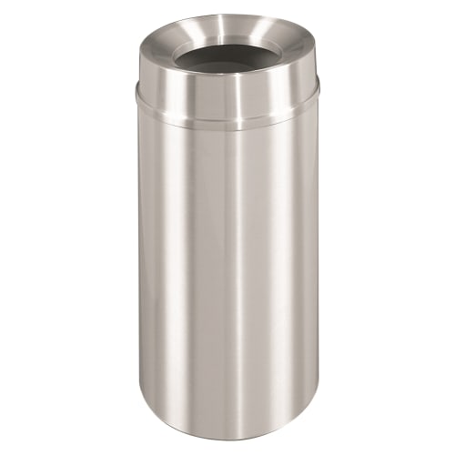 Glaro New Yorker 16 Gallon Funnel Top Waste Receptacle, Satin Aluminum